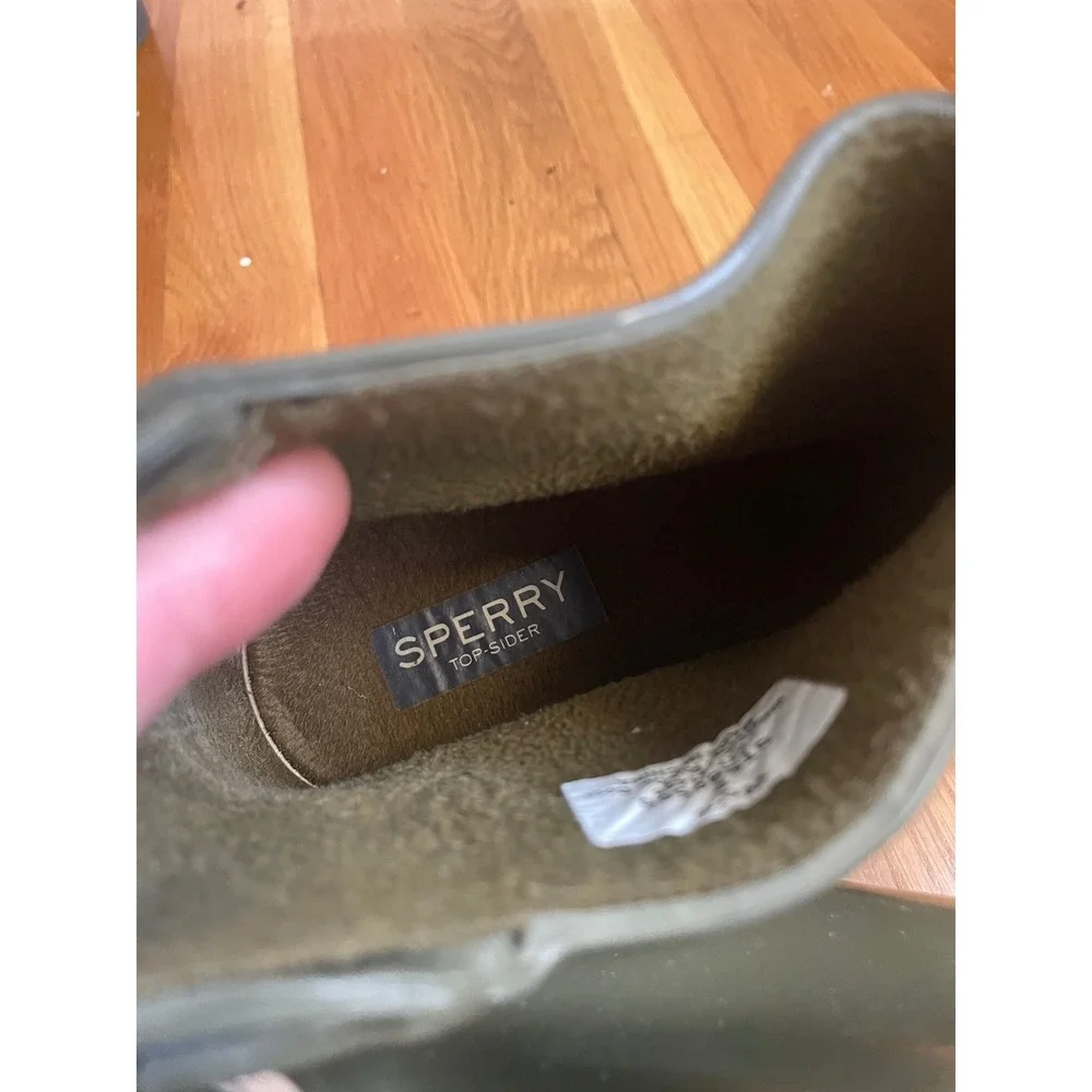 Sperry Top-Sider Saltwater Olive Green Rubber Rain Boots Womens 8 STS99566